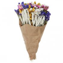 Prodotto Bouquet di fiori secchi, elicriso, lavanda di mare, phalaris, spighe di grano, 55 cm