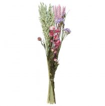 Bouquet di fiori secchi fiori di paglia spiaggia lilla rosa 58 cm