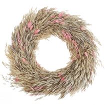 Ghirlanda secca avena phalaris corona rosa naturale Ø44cm