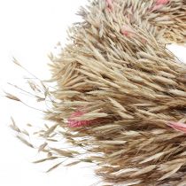 Ghirlanda secca avena phalaris corona rosa naturale Ø44cm