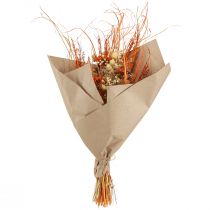 Prodotto Bouquet decorativo essiccato "Cardo e Achillea" Arancione-Naturale in Sbiancato, 55 cm, 150 g - Stile Country House
