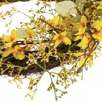 Ghirlanda per porta forsythia corona artificiale decorativa gialla Ø48cm