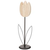 Prodotto Statuina decorativa in legno a forma di tulipano su supporto per accenti primaverili, 47,5 cm