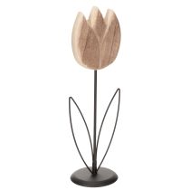 Prodotto Oggetto decorativo a forma di tulipano su supporto per un design d'interni elegante e senza tempo, 33,5 cm