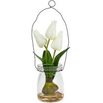 Tulipano bianco in vetro H21cm 1pz
