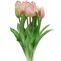 Prodotto Tulipani Artificiali Real-Touch Rosa Pesca 38cm Mazzo da 7pz