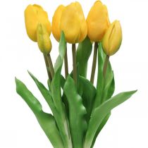 Tulipano fiore artificiale giallo vero tocco decorazione primaverile 38 cm bouquet di 7 pezzi