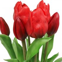 Tulipano rosso fiore artificiale decorazione tulipano Real Touch 38cm pacco da 7 pezzi