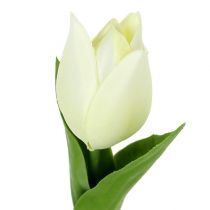 Decorazione primaverile, tulipani artificiali, fiori di seta, tulipani decorativi verde/crema 12 pezzi