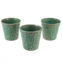 Prodotto Fioriera in ceramica craquelé smaltata verde Ø11cm H11cm 3 pezzi