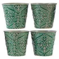 Prodotto Fioriera in ceramica craquelé smaltata verde Ø7cm H8cm 4 pz