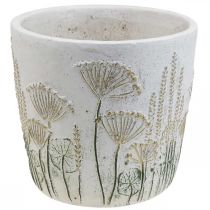 Fioriera Grande vaso da fiori in ceramica bianco oro Ø20,5cm H20cm
