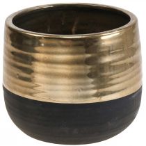 Fioriera Grande vaso da fiori in ceramica oro nero Ø20,5cm H18cm