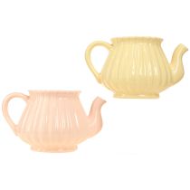 Prodotto Fioriera teiera decorativa in ceramica arancione giallo 19,5×13,5×11 cm 2 pz