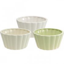 Fioriera, ceramica, fioriera decorativa, rotonda, motivo ondulato, Ø16cm 3pz