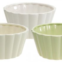 Fioriera, ceramica, fioriera decorativa, rotonda, motivo ondulato, Ø16cm 3pz