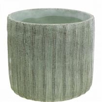 Fioriera in ceramica verde retrò a righe Ø19,5 cm H17,5 cm