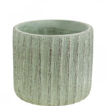 Prodotto Fioriera in ceramica verde retrò a righe Ø12,5 cm H11,5 cm