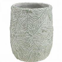 Prodotto Fioriera in ceramica verde bianco grigio rami di pino Ø12cm H17.5cm