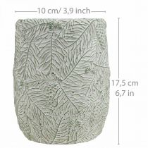 Prodotto Fioriera in ceramica verde bianco grigio rami di pino Ø12cm H17.5cm
