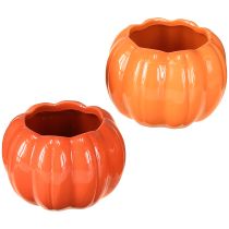Prodotto Vaso in ceramica a forma di zucca arancione Ø9,5cm H6,5cm 4 pezzi