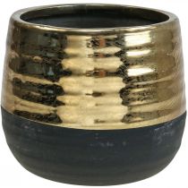Fioriera Vaso da fiori in ceramica oro nero Ø13cm H12.5cm