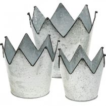 Fioriera corona decorazione in metallo zinco Ø21,5/19,5/17 cm set di 3
