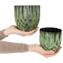 Prodotto Vaso da fiori vintage in metallo, verde, Ø14/12 cm, set da 2
