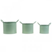 Set Di 2 Secchielli Per Fiori In Ferro Vintage – Azzurro Chiaro E Bianco Latte, Doppia Maniglia