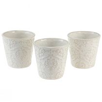 Prodotto Fioriera Vaso per piante in ceramica bianco Ø11 cm H11 cm 3 pezzi