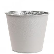 Fioriera fioriera in metallo bianco pastello Ø13,5cm H12,5cm