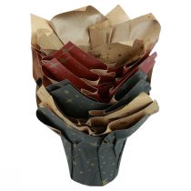 Prodotto Stelle di carta per fioriera rossa/antracite/naturale Ø9,5 cm A10 cm 9 pezzi