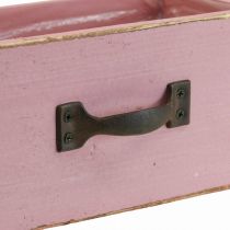 Fioriera cassetto fioriera in legno rosa 25×13×9cm