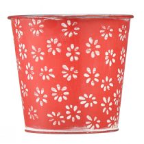 Prodotto Fioriera mini vaso da fiori rosso bianco floreale in metallo Ø10,5 cm H10,5 cm