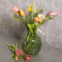 Prodotto Vaso in vetro con motivo a tulipano in rilievo per la decorazione d'interni, 22,5 cm