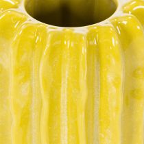 Prodotto Vaso in ceramica a forma di cactus, design con struttura scanalata per la vita moderna, 13 cm, 4 pezzi
