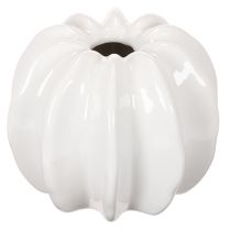 Prodotto Vaso in ceramica a forma di zucca, bianco, decorazione per la casa, 15 cm