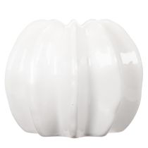 Prodotto Vaso in ceramica a forma di zucca, bianco, decorazione per la casa, 15 cm