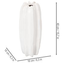 Prodotto Vaso a coste, moderno vaso in ceramica per fiori secchi, 40 cm
