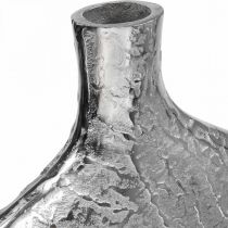 Vaso decorativo vaso per fiori in metallo martellato argento 33x8x36cm