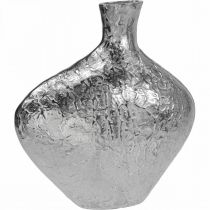 Prodotto Vaso decorativo vaso per fiori in metallo martellato argento 24x8x27cm