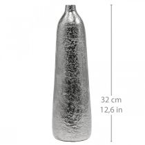 Prodotto Vaso decorativo vaso per fiori in metallo martellato argento Ø9,5cm H32cm