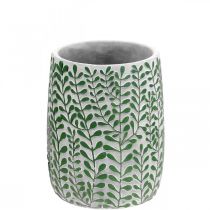 Vaso per fiori, decoro in ceramica, aspetto cemento, vaso con decoro a viticcio Ø13cm H17cm