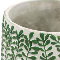 Vaso per fiori, decoro in ceramica, aspetto cemento, vaso con decoro a viticcio Ø13cm H17cm