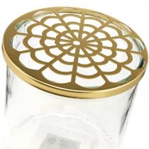 Vaso con coperchio in metallo, ausilio plug-in, vaso in vetro con attacco plug-in, decorazione da tavola H15cm Ø15cm