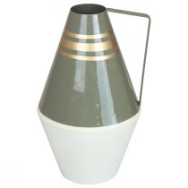 Vaso con manico in metallo grigio/crema/oro vintage Ø19cm H31cm