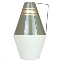 Prodotto Vaso nostalgico in metallo con manico in stile vintage - Crema/Grigio/Oro Ø19cm H31cm
