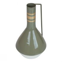 Vaso con manico in metallo Vintage Deco Brocca Grigio Oro Ø18cm H33cm
