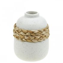 Prodotto Vaso per fiori in ceramica bianca e alghe Vaso da tavolo H10.5cm