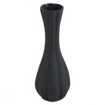 Prodotto Vaso vaso in vetro nero con scanalature vaso per fiori in vetro Ø6cm H18cm